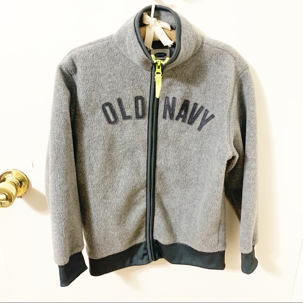 Old Navy kids zip up grey fleece jacket small 6-7